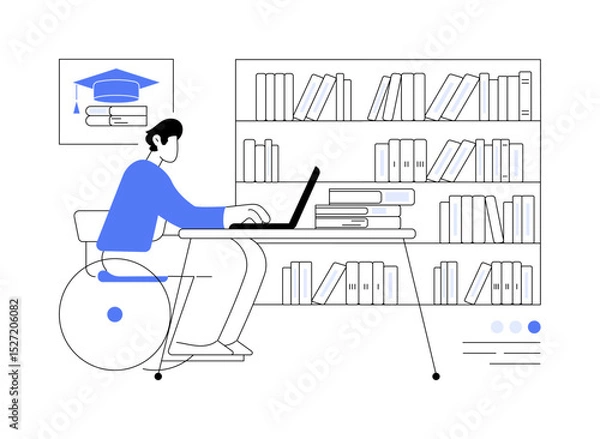 Obraz Working on thesis or dissertation isolated cartoon vector illustrations.