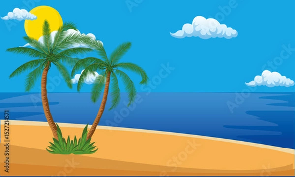 Obraz tropical beach with palm trees