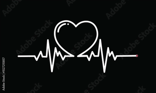 Obraz set of icons and symbols ECG - EKG signal, Heart pulse line concept design
