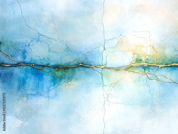 Obraz Abstract Blue and Gold Texture with Cracks and Lines for Background