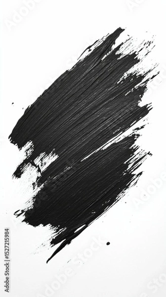 Obraz Abstract Black Brush Stroke on White Background for Creative Projects