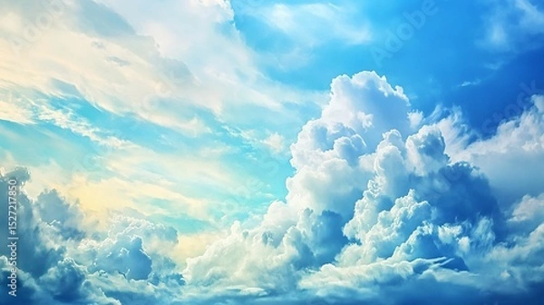 Obraz Beautiful Blue Sky with Fluffy White Clouds During Daytime