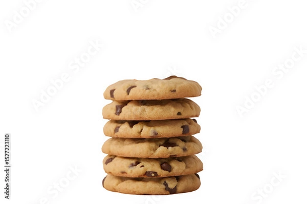 Fototapeta Chocolate chip cookies stack isolated on transparent background png. Generated with AI
