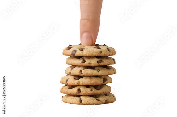 Fototapeta Chocolate chip cookies stack isolated on transparent background png. Generated with AI
