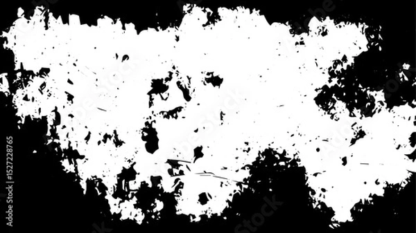 Fototapeta Distressed Grunge Border Texture, Rough Black and White Ink Splatter Frame for Urban Design Projects