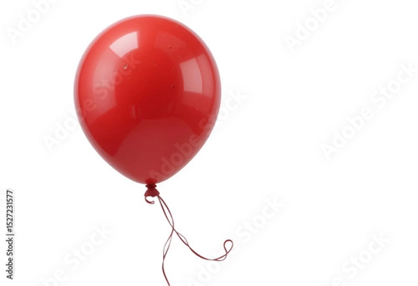 Fototapeta Red Helium Balloon with Ribbon – Party Decoration Must-Have. Realistic Red Balloon Clipart for Invitations and Posters. Floating Red Balloon PNG for Celebrations. High-Quality Red Balloon Image -PNG-