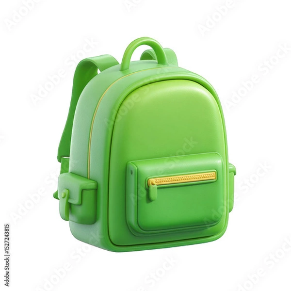 Obraz Stylish green backpack for school students casual travel everyday use perfect for kids teens adults durable comfortable on transparent background 3d