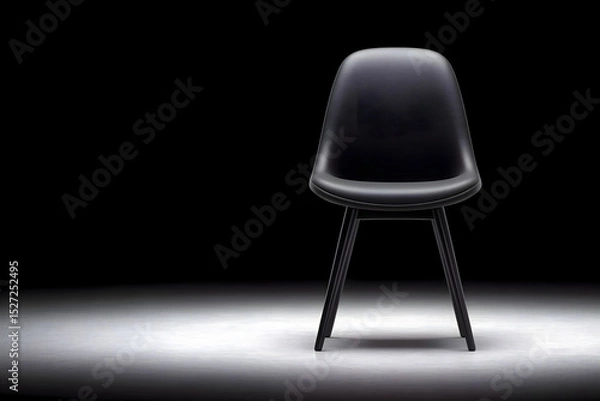 Obraz Minimalist black chair on a spotlighted stage