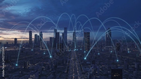 Obraz time lapse clouds over the city