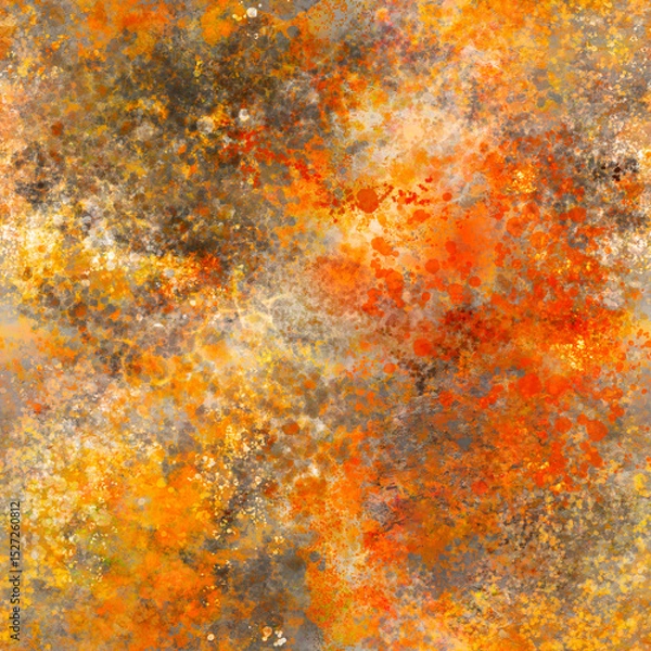 Fototapeta Abstract blurred painted seamless pattern Bright multicolored transparent brushstrokes Orange, yellow, red, gray rusty tones Grunge effect Grainy multicolor background
