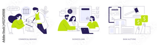 Obraz Bank services for business isolated cartoon vector illustrations se