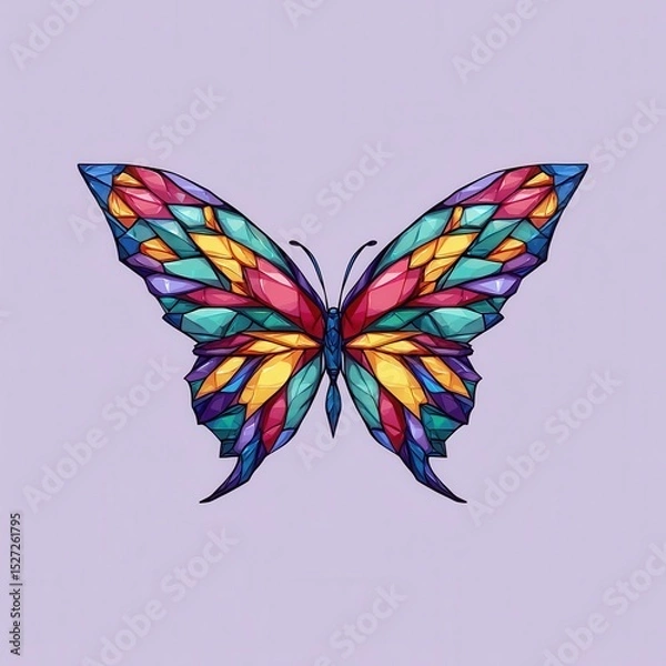 Fototapeta Colorful butterfly design with geometric shapes.