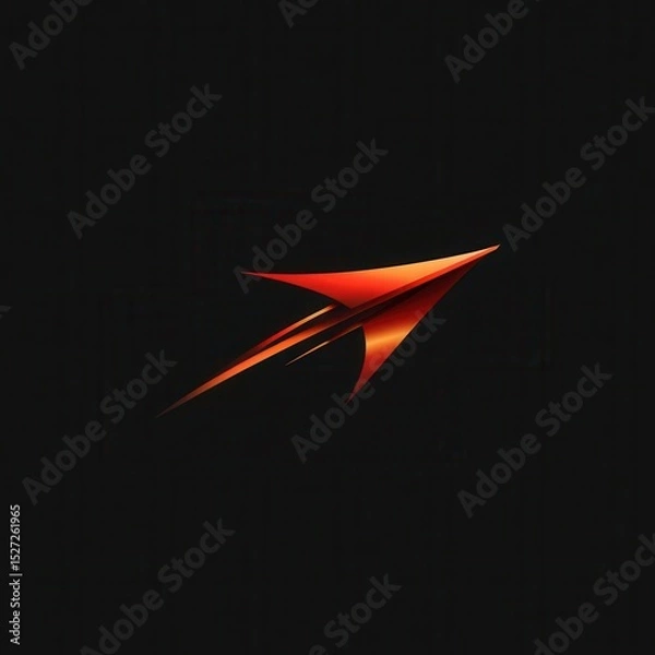 Fototapeta Abstract red arrow graphic on a black background.