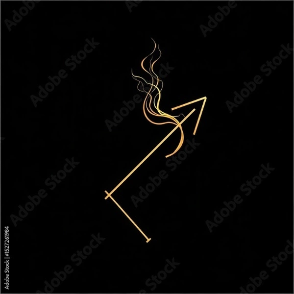 Fototapeta Gold stylized graphic of an arrow and a bow.