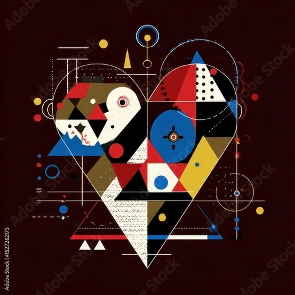 Fototapeta Colorful geometric heart shape design