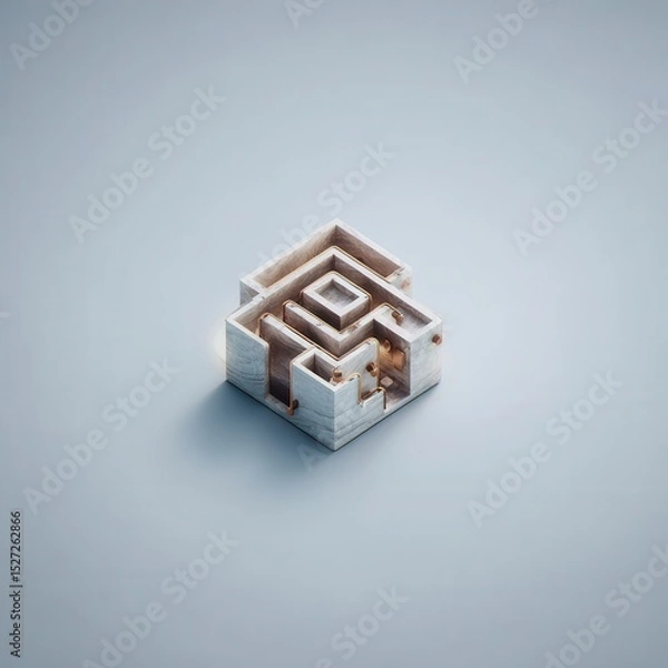 Fototapeta Intricate maze design within a cubic form.