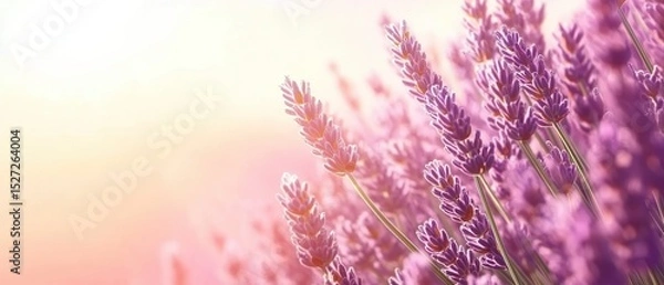 Obraz Serene Lavender Field at Sunrise Soft Light Purple Blooms
