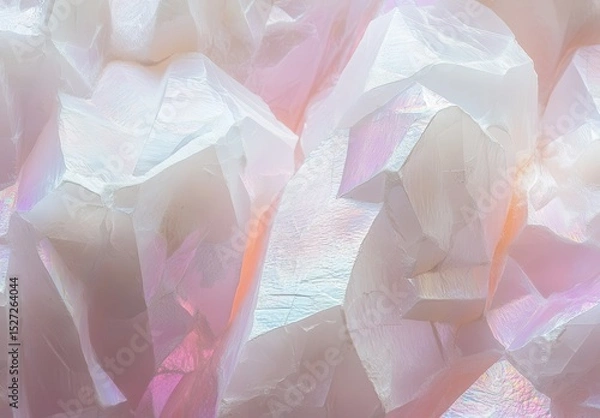 Obraz Iridescent Crystal Cluster Pink and White Gemstone Texture