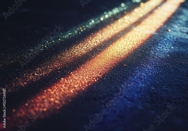 Obraz Glimmering Light Trails on Dark Wet Surface