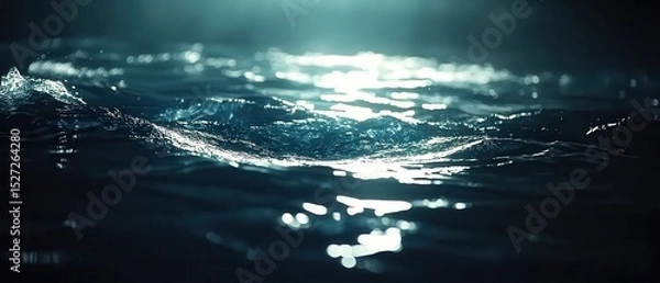 Obraz Dark Water Surface with Glimmering Light Reflections