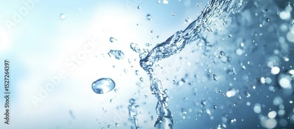 Obraz Water droplets splash blue background freshness