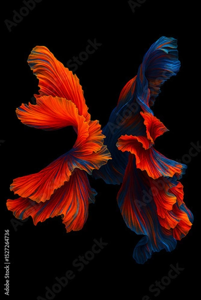 Fototapeta "Vivid Dance of Betta Fish Fins in Abstract Motion"