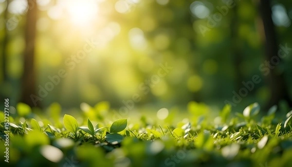 Fototapeta "Earth Day Concept – Sunny Abstract Green Bokeh Nature Background for Eco-Friendly Designs"

