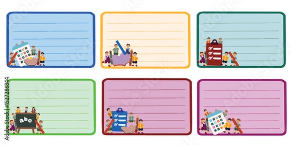 Fototapeta notebook labels. icons school subject. colorful vector design