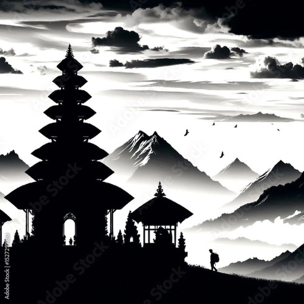 Obraz silhouette of a temple