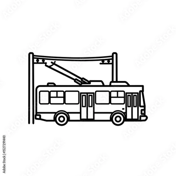 Fototapeta Trolleybus Illustration Line Art