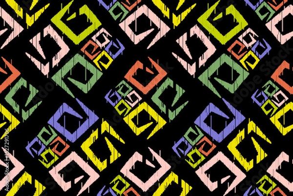 Fototapeta Geometric ethnic seamless pattern. abstract illustration. design for geometric pattern wallpaper. Tribal ethnic vector texture. Aztec style. Folk embroidery. Indian, Scandinavian, African rug.
