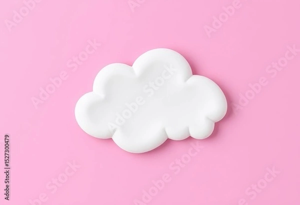 Obraz Fluffy white cloud shaped paper cutout against a solid background,   making,   silhouette