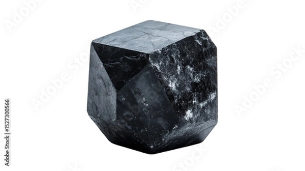 Fototapeta Raw magnetite chunk with dense magnetic surface, Transparent background, PNG file