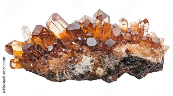 Fototapeta Raw cerussite transparent crystal chunk, Transparent background, PNG file