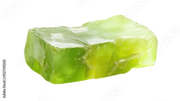 Fototapeta Raw chrysoprase chunk with apple green hue, Transparent background, PNG file