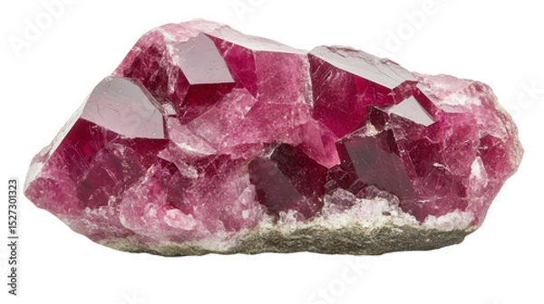Fototapeta Raw corundum chunk in natural grayish-red state, Transparent background, PNG file