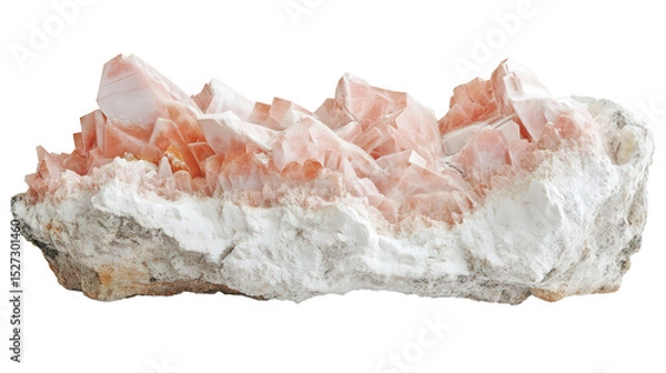Fototapeta Raw dolomite chunk with peachy tone and crystal texture, Transparent background, PNG file