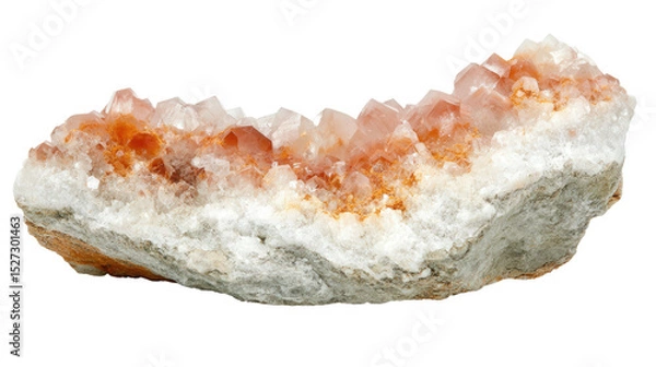 Fototapeta Raw dolomite chunk with peachy tone and crystal texture, Transparent background, PNG file