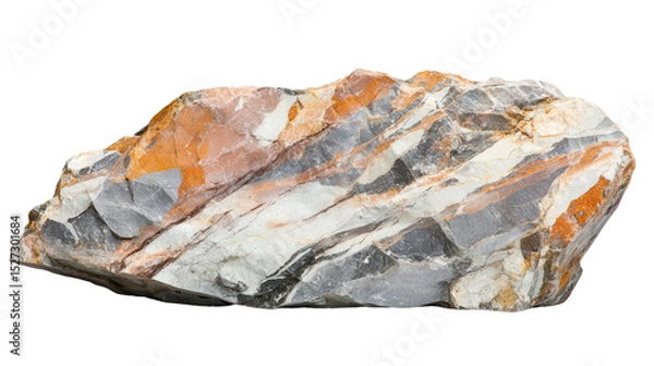 Fototapeta Raw feldspar mineral chunk with salmon tones, Transparent background, PNG file
