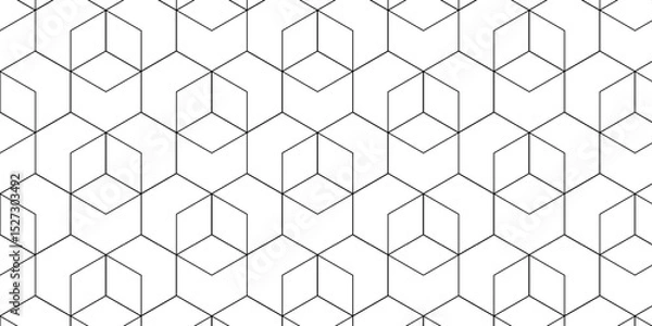 Obraz Vector tiles gradient science web tech connection triangle diamond honeycomb hexagon art. Vector seamless pattern with hexagon square cube geometric pattern shapes grid metal element texture design. 