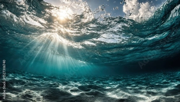 Obraz Sunlight beams through ocean water