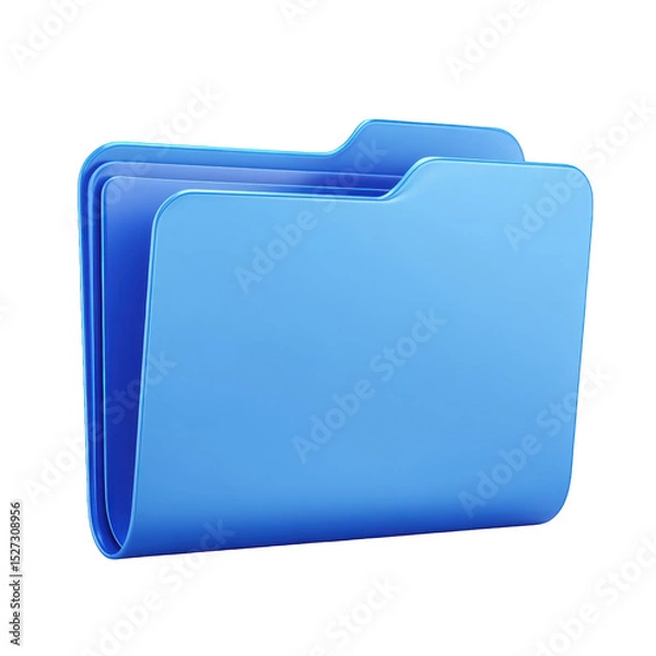 Obraz Blue digital file folder icon 3d render modern design clean simple graphic element for website interface application on transparent background ui user