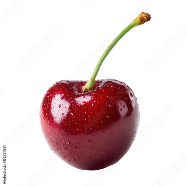 Fototapeta A single cherry on black background isolated on transparent background