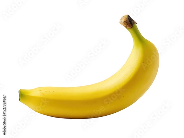 Fototapeta A single yellow ripe banana isolated on transparent background