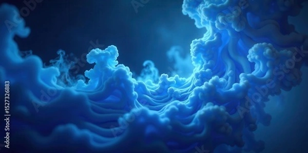 Obraz Dark, swirling smoke, glowing blue time vortex, otherworldly vapor trails , otherworldly, haze, dark