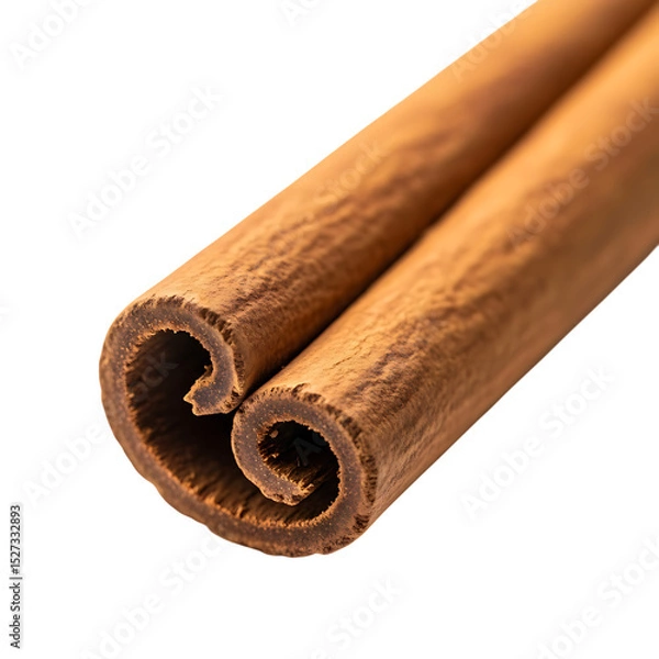 Fototapeta Cinnamon sticks close up image for cooking baking spices and seasonal holiday food and drink recipes on transparent background