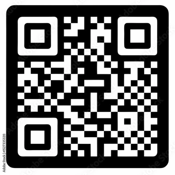 Fototapeta Black and white QR code isolated on white background