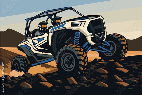 Fototapeta Extreme Utv Vehicle Mountain Buggy Illustration design background vector art