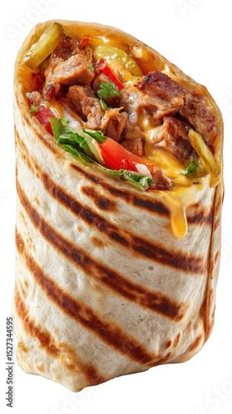 Fototapeta Chicken wrap close up view isolated on transparent background