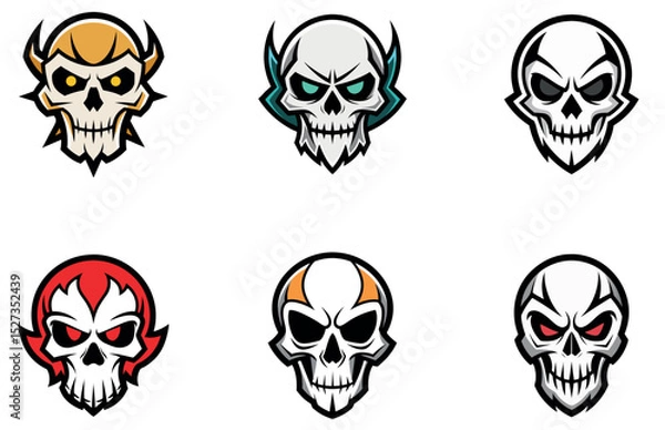 Obraz Skull Head Vector Designs Bold and Creative Skull Illustrations for T-Shirts, Tattoos, and Halloween Projects